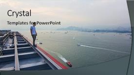  Presentation with view of hong kong - Presentation theme featuring china view from china merchant background and a sky blue colored foreground