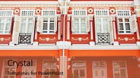  Presentation with iranian traditional architecture - Beautiful PPT theme featuring chinatown - traditional architecture in singapore backdrop and a red colored foreground