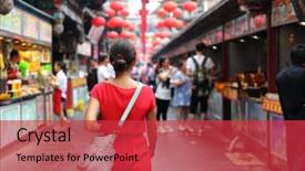  Presentation with china food - Beautiful slide deck featuring chinatown on china travel asia backdrop and a red colored foreground