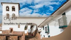  Presentation with peruvian cusines - Beautiful PPT theme featuring chincheros-town-in-the-peruvian backdrop and a mint green colored foreground