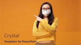  Presentation with medical hand - Theme consisting of chine-woman-with-glasses background and a gold colored foreground