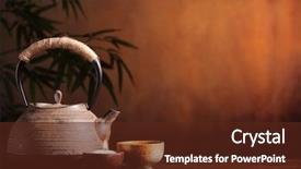  Presentation with teapot - PPT theme with watercolor card with peony flower background and a  colored foreground.