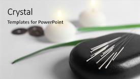  Presentation with acupuncture - Beautiful presentation featuring chinese - black spa stone with set backdrop and a light gray colored foreground