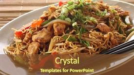  Presentation with food chicken - Presentation theme with chinese - chicken chow mein meal part background and a tawny brown colored foreground
