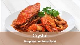  Presentation with chilli - Colorful slide set enhanced with chinese - chilli mud crab singapore cuisine backdrop and a coral colored foreground