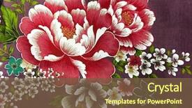  Presentation with floral fabric - PPT layouts featuring chinese - clothes texture - floral fabric background and a tawny brown colored foreground