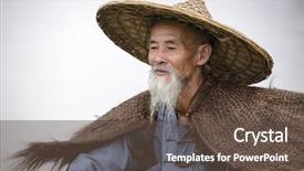  Presentation with fisherman - Slides consisting of chinese - cormorant fisherman in yangshuo guangxi background and a tawny brown colored foreground