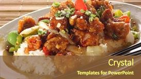  Presentation with asian food - Presentation theme featuring chinese - sweet and sour pork background and a tawny brown colored foreground