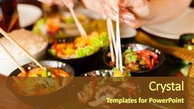  Presentation with thai - Colorful presentation enhanced with chinese - young people eating backdrop and a tawny brown colored foreground