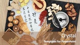  Presentation with chinese medical - Colorful presentation theme enhanced with acupuncture chinese traditional and effective backdrop and a coral colored foreground