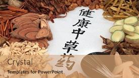  Presentation with chinese medicine acupuncture - Presentation theme consisting of chinese-acupuncture-needles-with-herbs background and a coral colored foreground