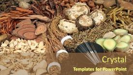  Presentation with chinese medicine acupuncture - Beautiful theme featuring chinese-acupuncture-needles-with-herbs backdrop and a tawny brown colored foreground