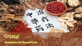  Presentation with chinese medicine acupuncture - Amazing slide set having chinese alternative medicine with herb backdrop and a tawny brown colored foreground