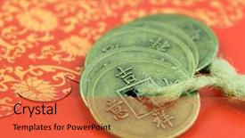  Presentation with chinese new year - Theme featuring chinese ancient coins chinese new year decorations background and a red colored foreground
