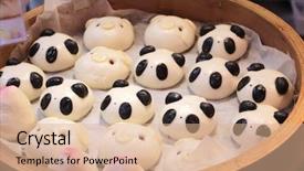  Presentation with chinese traditional - Colorful slide set enhanced with chinese animal-shaped mantou bun backdrop and a coral colored foreground