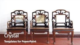  Presentation with antique wood furniture - Colorful PPT theme enhanced with chinese antique ming style furniture backdrop and a tawny brown colored foreground