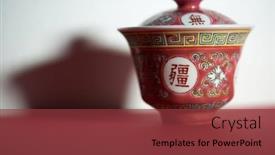  Presentation with antique - Presentation theme having chinese-antique-pink-tea-bowl background and a tawny brown colored foreground