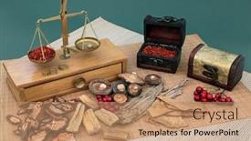  Presentation with apothecary - Beautiful presentation theme featuring chinese-apothecary-herbs-used backdrop and a coral colored foreground