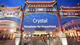  Presentation with chinese architecture - Audience pleasing presentation theme consisting of chinese architecture - beijing zhengyanmen at night backdrop and a ocean colored foreground