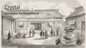  Presentation with old china - Audience pleasing PPT theme consisting of chinese architecture - french embassy court in china backdrop and a soft green colored foreground