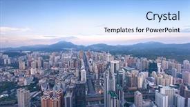 Presentation with modern chinese - PPT layouts having chinese architecture - skyline cityscape of modern city background and a  colored foreground