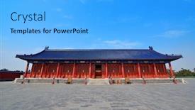  Presentation with chinese architecture - Presentation theme with chinese architecture in temple of heaven park in beijing background and a light gray colored foreground