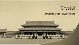  Presentation with forbidden city - PPT theme having chinese art - historical architecture panorama in forbidden background and a lemonade colored foreground