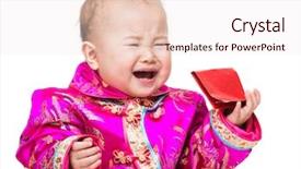  Presentation with baby crying - Slide deck with chinese baby crying with red background and a  colored foreground