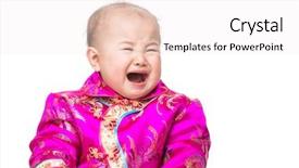  Presentation with baby crying - Colorful PPT theme enhanced with chinese baby crying with traditional costume backdrop and a sky blue colored foreground
