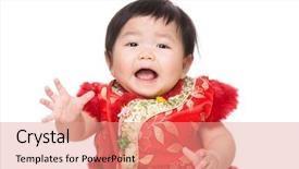  Presentation with baby s foot feet - Presentation design enhanced with chinese baby girl feel surprise background and a coral colored foreground
