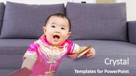  Presentation with china in red on political - Cool new presentation theme with chinese baby taking red pocket backdrop and a gray colored foreground