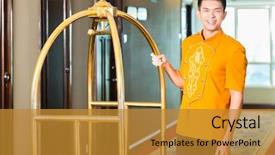  Presentation with chinese chinese - Beautiful PPT theme featuring chinese baggage porter or bell backdrop and a gold colored foreground