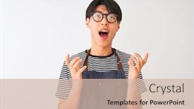  Presentation with bartender - Cool new presentation theme with chinese-bartender-man-wearing-apron backdrop and a soft green colored foreground