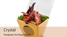  Presentation with bbq chicken - Slide deck enhanced with chinese bbq chicken wings background and a gold colored foreground