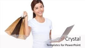  Presentation with cyber stalking computer laptop suffering - Presentation featuring chinese beauty - asian woman using laptop computer background and a  colored foreground