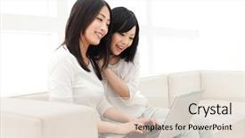  Presentation with movements of women in asia - PPT layouts consisting of chinese beauty - beautiful young women using background and a lemonade colored foreground