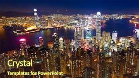  Presentation with hong kong - Colorful presentation enhanced with chinese beauty - hong kong city night backdrop and a tawny brown colored foreground