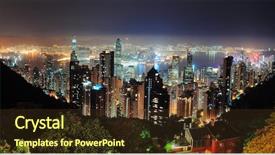  Presentation with night city - PPT layouts featuring chinese beauty - hong kong city skyline background and a tawny brown colored foreground