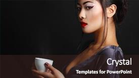  Presentation with black tea - Beautiful PPT theme featuring chinese beauty - young beautiful asian woman backdrop and a wine colored foreground