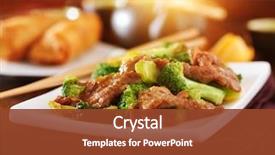  Presentation with beef - Slides consisting of chinese beef and broccoli stir background and a tawny brown colored foreground
