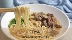  Presentation with noodle - Theme featuring chinese beef shank noodle soup background and a yellow colored foreground