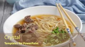  Presentation with noodle - Slide deck featuring chinese-beef-shank-noodle-soup background and a coral colored foreground