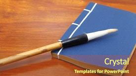  Presentation with medicina tradicional chinesa chinese herb - Amazing slide deck having chinese book and writing brush backdrop and a  colored foreground