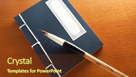  Presentation with brush - Theme with chinese book and writing brush background and a tawny brown colored foreground