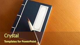  Presentation with brush - PPT theme having chinese book and writing brush background and a tawny brown colored foreground