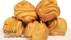  Presentation with plain - Slide set with chinese bread on a white background and a yellow colored foreground