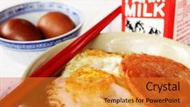  Presentation with breakfast - Presentation enhanced with foreign food - chinese breakfast - noodel egg background and a gold colored foreground