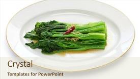  Presentation with oyster - Presentation theme consisting of chinese broccoli with oyster sauce background and a lemonade colored foreground