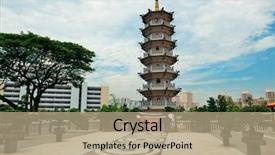  Presentation with chinese buddhism - Amazing PPT theme having chinese buddhism temple in singapore backdrop and a coral colored foreground