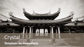  Presentation with chinese buddhism - Audience pleasing PPT theme consisting of chinese buddhism temple in singapore backdrop and a gray colored foreground